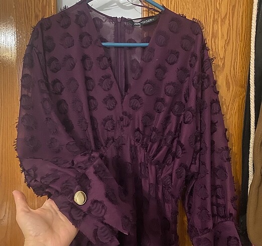 m Beden bordo Renk Zara elbise