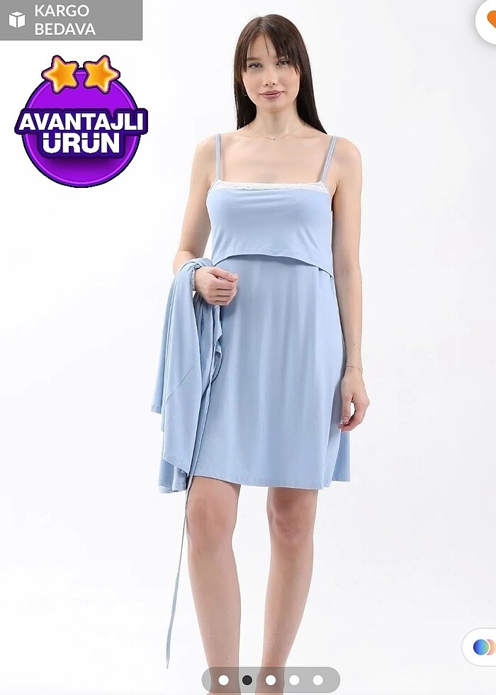 Lohusa sabahlıklı gecelik - Görsel 3