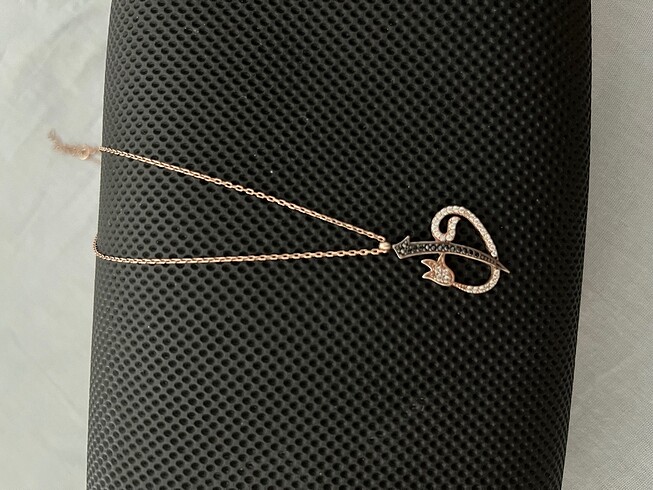 Rose gold elif-vav gümüş kolye