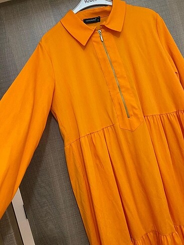 40 Beden turuncu Renk Tesettür elbise