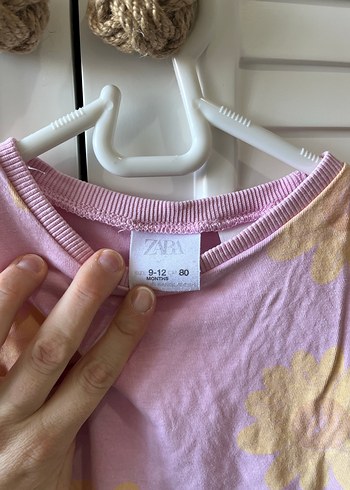 Kız Çocuk Pembe çicek Desenli Tişört - Görsel 3