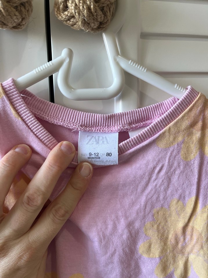 Kız Çocuk Pembe çicek Desenli Tişört - Görsel 3