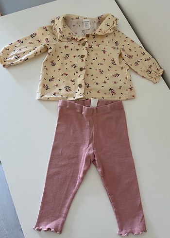 Pembe Baskılı Uzun Kollu Bebek Kız Takımı 3-6 ay - Görsel 2