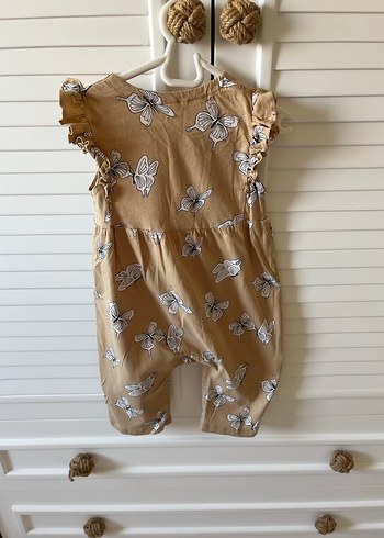 Kelebek Desenli Kahverengi Kız Bebek Tulum 6-9 ay - Görsel 2
