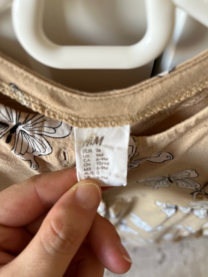 Kelebek Desenli Kahverengi Kız Bebek Tulum 6-9 ay - Görsel 3