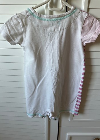 Düğmeli Pembe Baskılı Bebek Kısa Tulum - Görsel 2