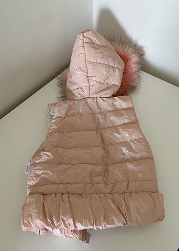 Kız Çocuk Pembe Kürklü Kolsuz Yelek - Görsel 3