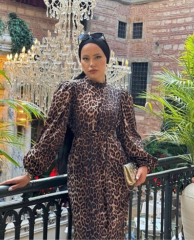 40 Beden çeşitli Renk LEOPAR ELBİSE
