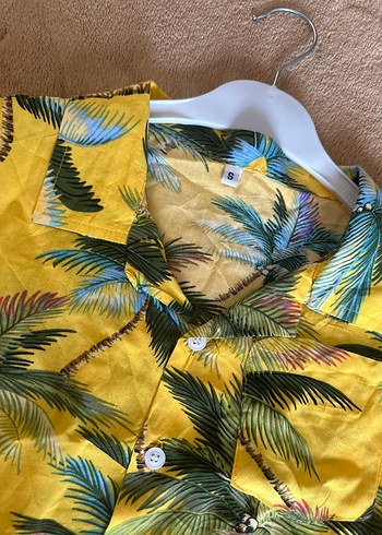 Sarı Tropikal Desenli Kısa Kollu Erkek Pijama Takımı - Görsel 3