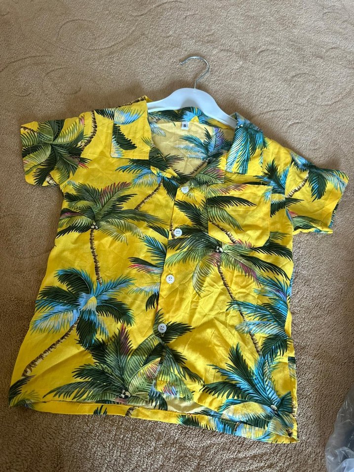 Sarı Tropikal Desenli Kısa Kollu Erkek Pijama Takımı - Görsel 2