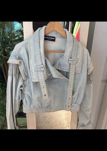 Nocturne Kemerli Kısa Kadın Denim Ceket Nocturne