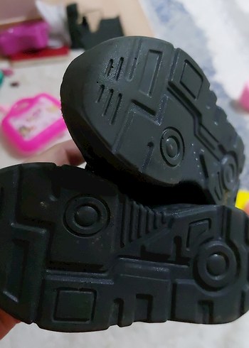 22 Beden pembe Renk Kız Çocuk Siyah-Pembe Velcro Spor Ayakkabı