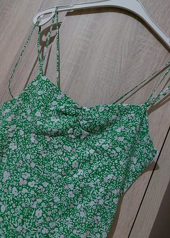 Zara Drapeli Straplez Yeşil Uzun Elbise