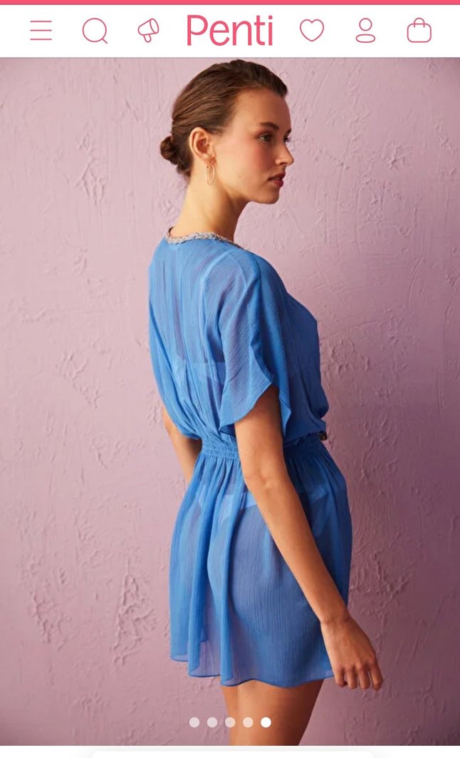 Mavi braided kaftan pareo - Görsel 3