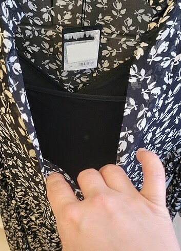 NETWORK Tül elbise siyah cicekli - Görsel 3