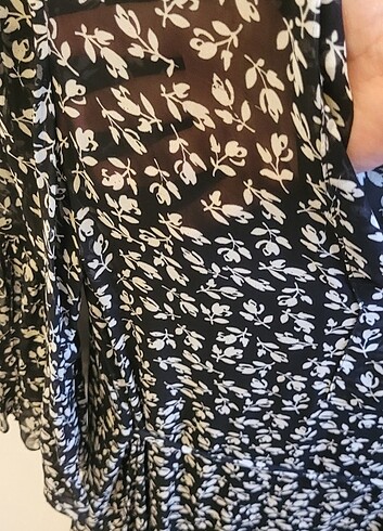 NETWORK Tül elbise siyah cicekli - Görsel 6