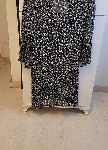 NETWORK Tül elbise siyah cicekli - Görsel 7