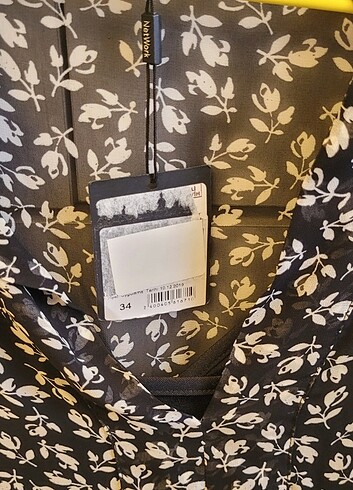 NETWORK Tül elbise siyah cicekli - Görsel 8