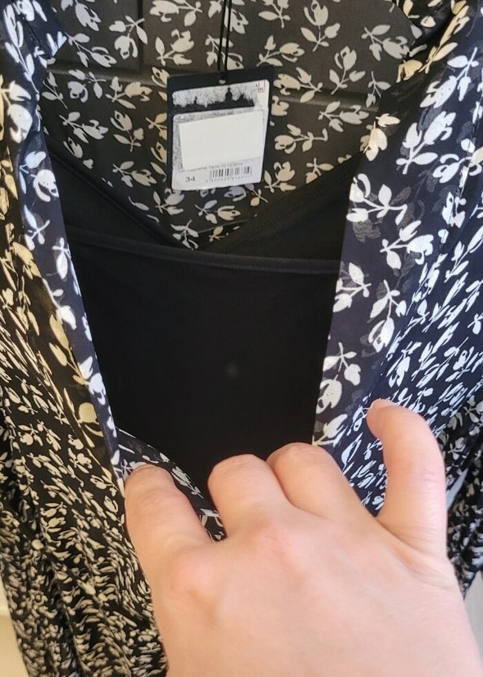 NETWORK Tül elbise siyah cicekli - Görsel 3