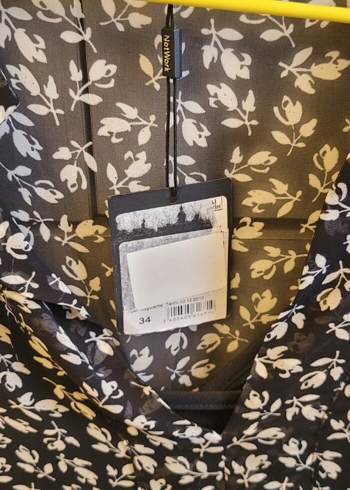 NETWORK Tül elbise siyah cicekli - Görsel 5