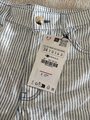 xs Beden beyaz Renk Zara Çizgili Şort