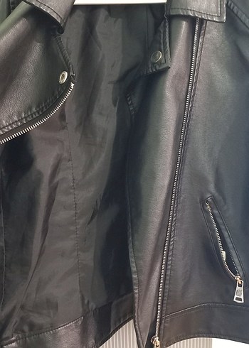 s Beden siyah Renk Siyah Deri Biker Ceket Kadın