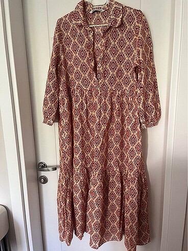 Zara Zara Desenli Midi Elbise