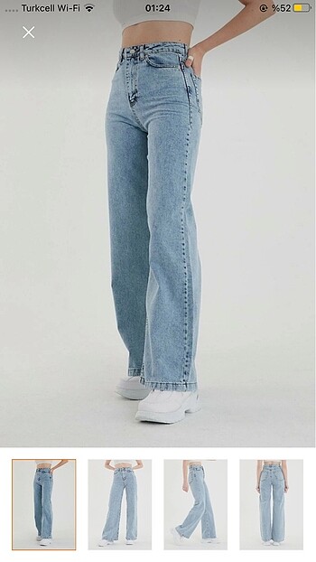 Likralı yüksek bel salaş jeans plazzo pantolon