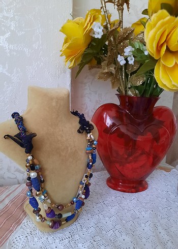 Uzun Çok Renkli Boncuklu Bohem Kolye - Görsel 2