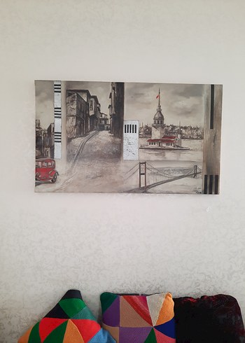 Gri Tonlarda İstanbul Manzaralı Tablo - Görsel 6