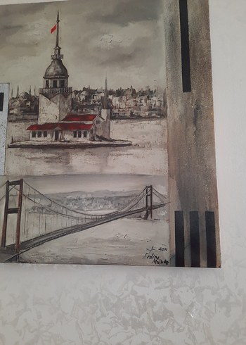 Gri Tonlarda İstanbul Manzaralı Tablo - Görsel 5