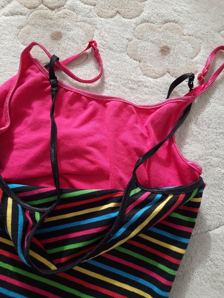 Renkli Çizgili İnce Askılı 12 - 13 yaş  Atlet - Görsel 2