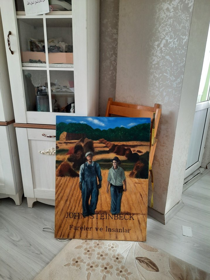 John Steinbeck - Fareler ve Insanlar yağlıboya tablo - Görsel 4