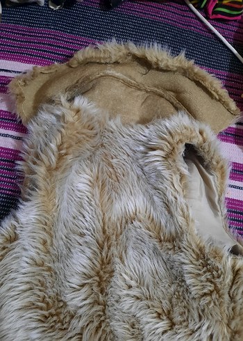 Bej Kürklü Bohem Kadın Yelek - Görsel 2