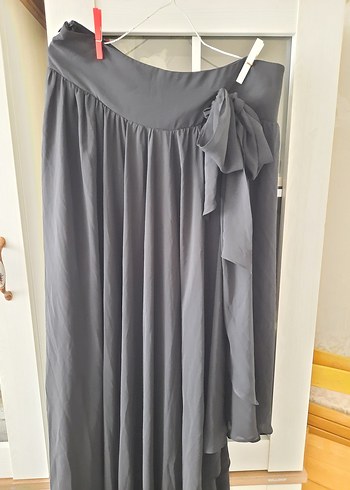 Siyah şifon drapeli Uzun Gotik Etek - Görsel 10