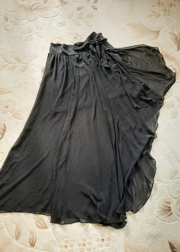 Siyah şifon drapeli Uzun Gotik Etek - Görsel 4