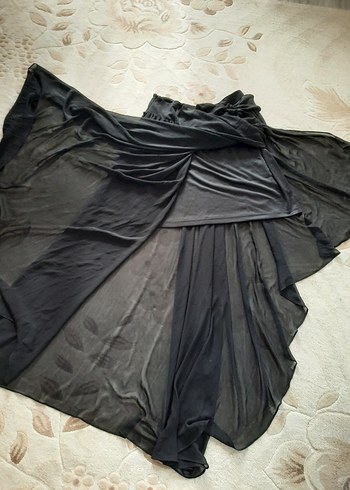 Siyah şifon drapeli Uzun Gotik Etek - Görsel 2