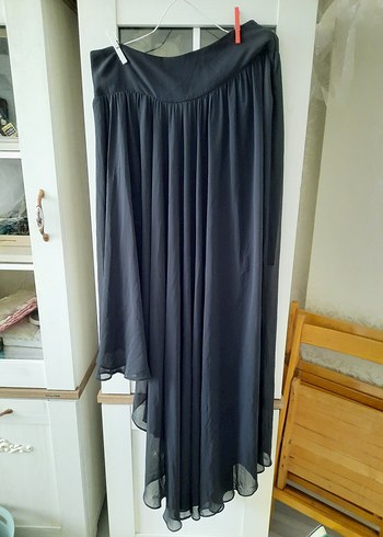 Siyah şifon drapeli Uzun Gotik Etek - Görsel 11