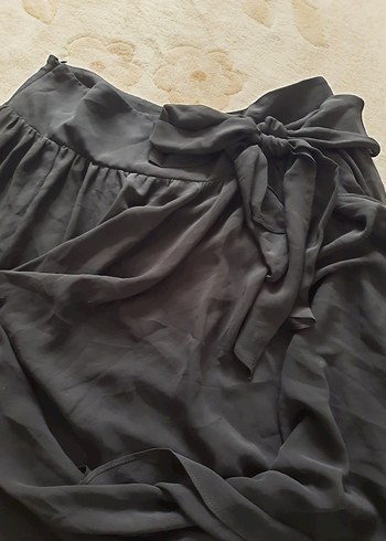 Siyah şifon drapeli Uzun Gotik Etek - Görsel 6