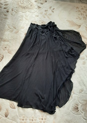 Siyah şifon drapeli Uzun Gotik Etek - Görsel 5