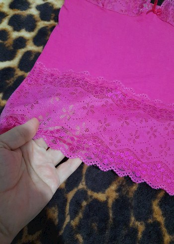 Dantelli Pembe İnce Askılı Kadın Atlet - Görsel 5