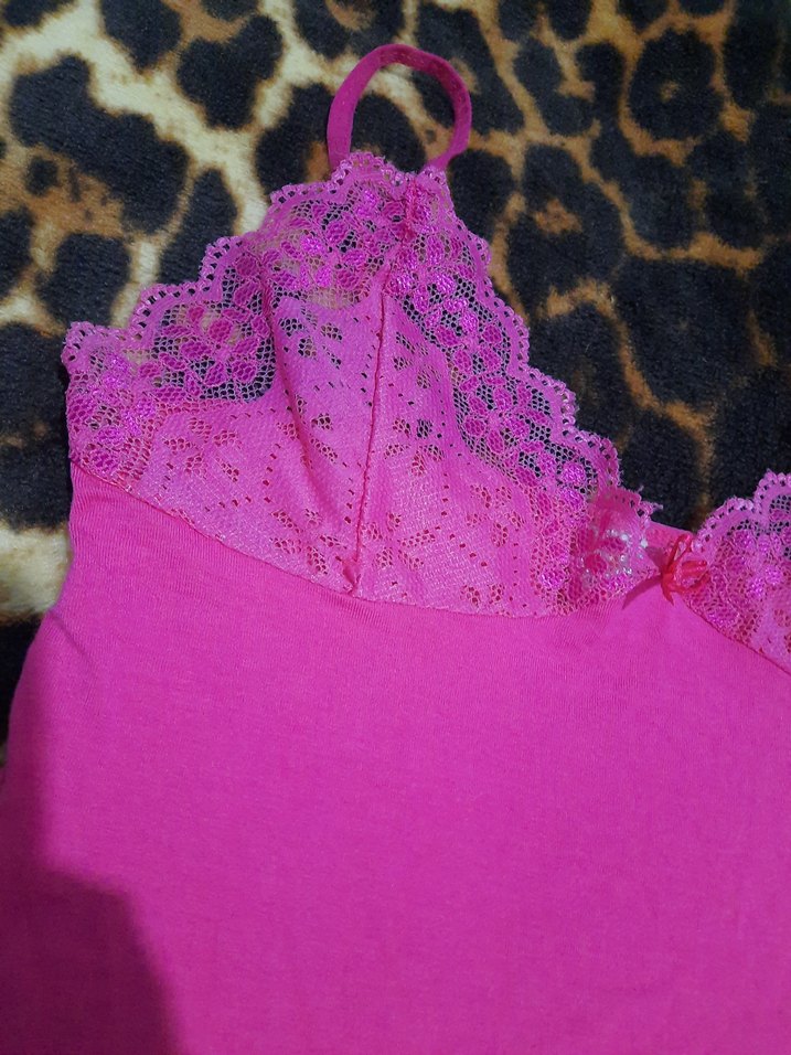 Dantelli Pembe İnce Askılı Kadın Atlet - Görsel 2