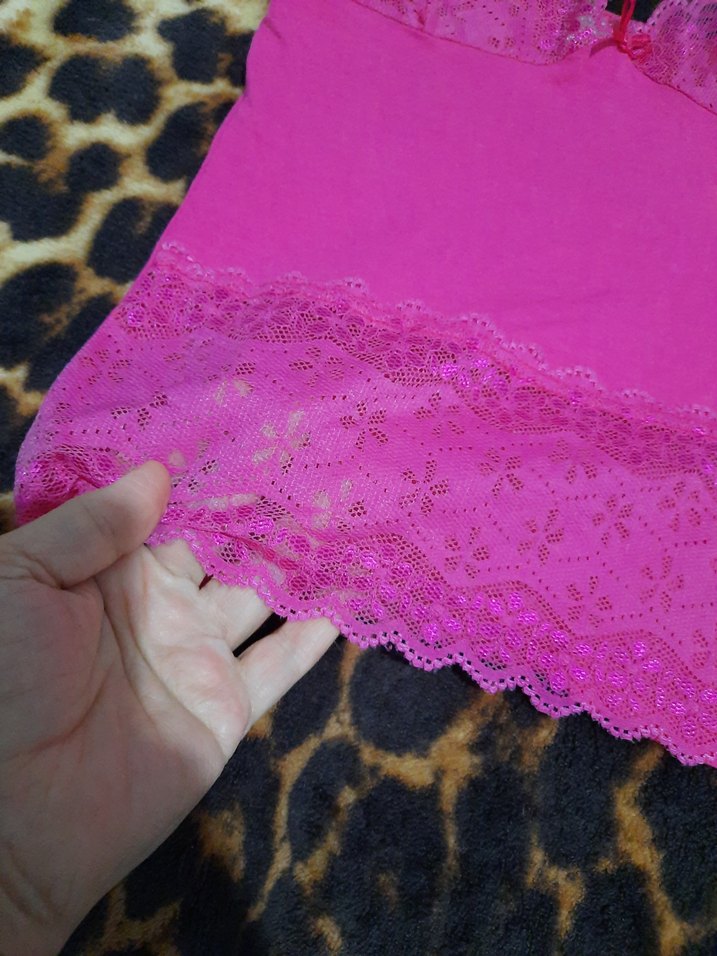 Dantelli Pembe İnce Askılı Kadın Atlet - Görsel 5