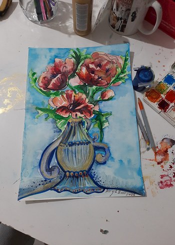 suluboya çalışması imzalı gelincikler - Görsel 3