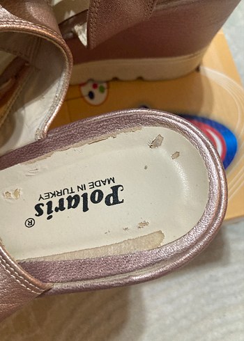 Polaris/Pudra Deri Tokalı Dolgu Topuklu Kadın Sandalet/39 numara - Görsel 3