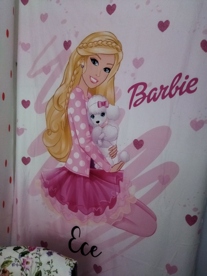 Pembe Bebek ve Köpek Temalı Büyük Tek Kanat Fon Perde - Görsel 3