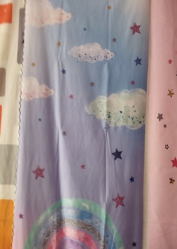 Pembe Pastel Desenli Çocuk tek kanat nefes isimli fon perde - Görsel 2