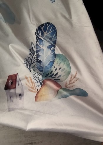 Mavi Desenl Kadifei Çocuk Büyük fon perde - Görsel 2