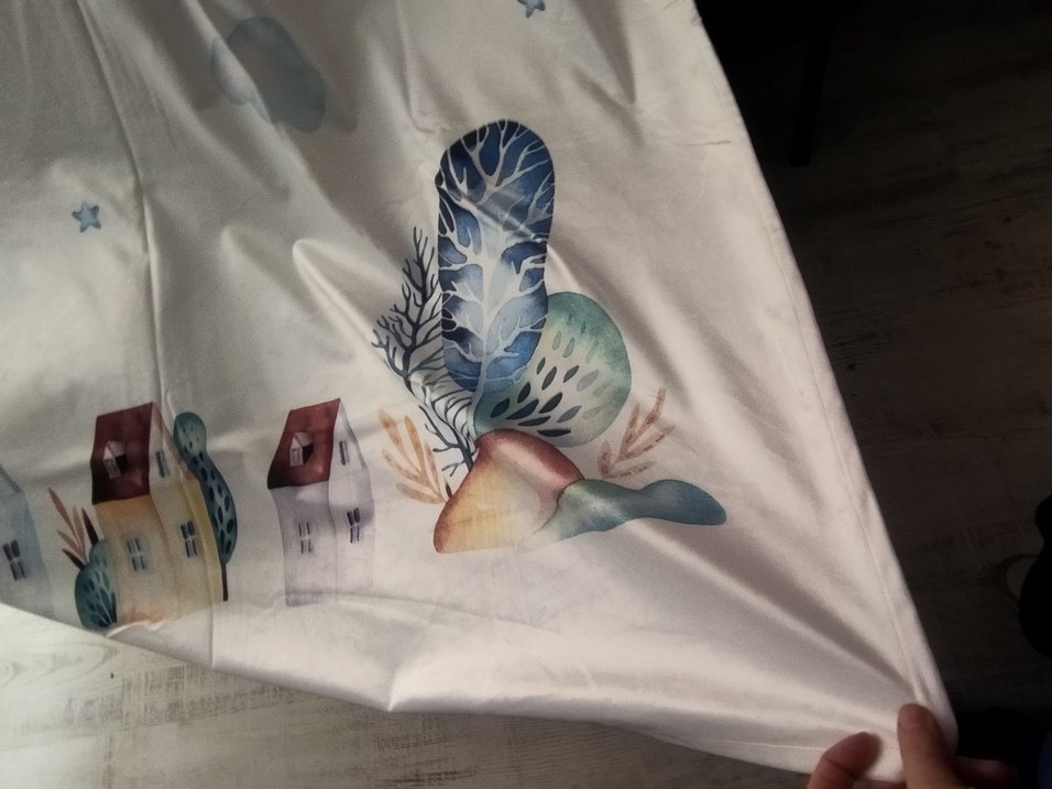 Mavi Desenl Kadifei Çocuk Büyük fon perde - Görsel 2