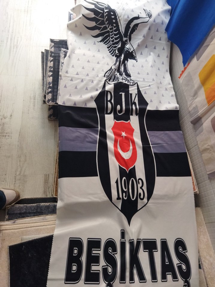 Beşiktaş Baskılı Siyah Çift kanat fon perde - Görsel 2